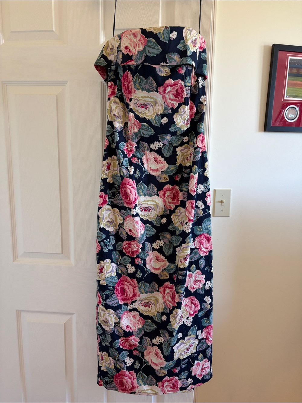 Navy Floral Maxi Skirt with Pink & Cream Roses